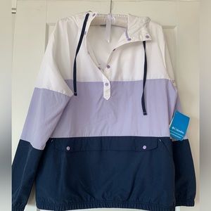 Columbia Harborside Windbreaker Jacket Water Resistant Sz L Hooded Pullover